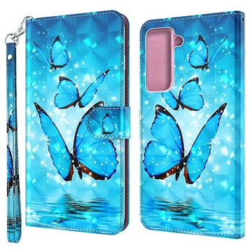 Wonder Series Samsung Galaxy S21 5G peněženka - modrý motýl