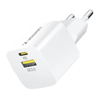 Wozinsky WWCEAC 33W GaN Dual-Port Wall Charger - USB-A, USB-C - White