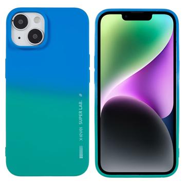 X-Level Rainbow Pouzdro TPU pro iPhone 14 Plus - Zeleno / Modrá