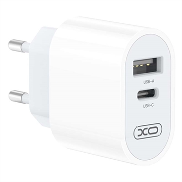 XO L97 Rychlá Nabíječka se Dvěma Porty - USB-A, USB-C (Hromadné vyhovující) - Bílý