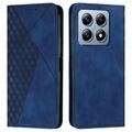 Xiaomi 14T Rhombus Pattern Wallet Case with Magnetic Closure - Blue