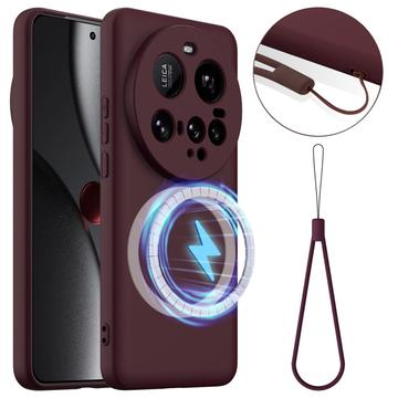 Tekuté silikonové pouzdro pro Xiaomi 15 Ultra – kompatibilní s MagSafe – Víno červené