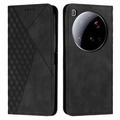 Xiaomi 15 Ultra Rhombus Pattern Wallet Case with Magnetic Closure - Black