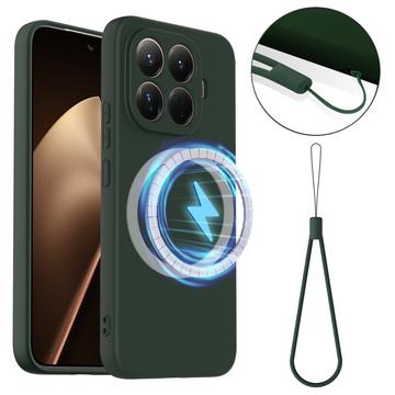 Tekuté silikonové pouzdro pro Xiaomi 15T Pro – kompatibilní s MagSafe – Tmavozelený