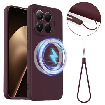 Tekuté silikonové pouzdro pro Xiaomi 15T Pro – kompatibilní s MagSafe – Víno červené