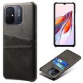 Plastové Pouzdro Xiaomi Redmi 12C Potažené s Kapsami na Karty – Černé