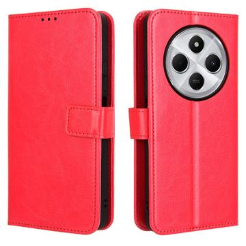 Xiaomi Redmi 14C/14R/Poco C75 Wallet Case with Magnetic Closure - Red