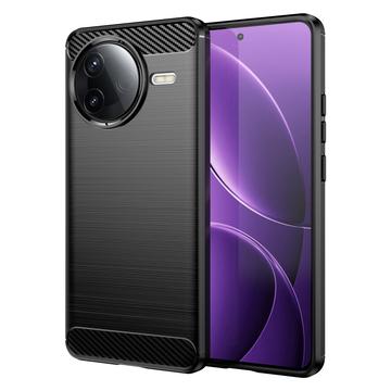 Xiaomi Redmi K80/Poco F7 Pro Pouzdro z Kartáčovaného TPU - Uhlíkové Vlákno - Černé