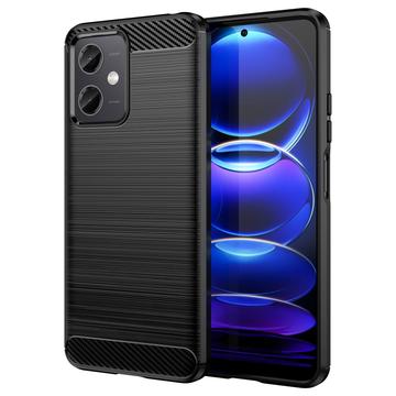 Xiaomi Redmi Note 12/Poco X5 Pouzdro z Kartáčovaného TPU - Uhlíkové Vlákno - Černé