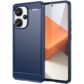Xiaomi Redmi Note 13 Pro+ Pouzdro z Kartáčovaného TPU - Uhlíkové Vlákno - Modrý