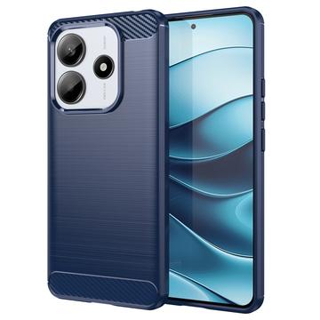 Xiaomi Redmi Note 14 Pouzdro z Kartáčovaného TPU - Uhlíkové Vlákno - Modrý