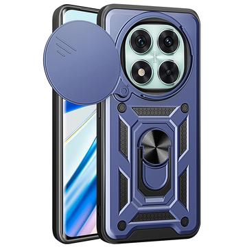 Xiaomi Redmi Note 14 Pro 5G/Poco X7 Rotary Ring Hybrid Case with Camera Shield - Blue