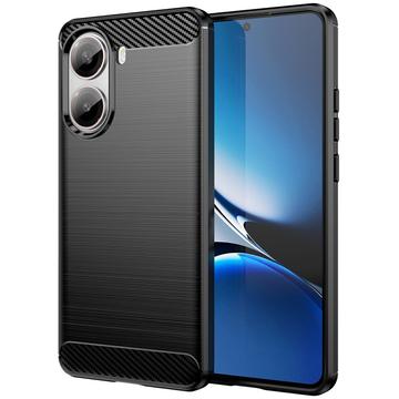 Xiaomi Redmi Turbo 4/Poco X7 Pro Pouzdro z Kartáčovaného TPU - Uhlíkové Vlákno - Černé