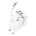 Xundd XDCH-109 70W GaN Fast Charger with USB-C Cable - EU Plug - White