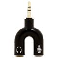 Y -tvar 3,5 mm / sluchátka a mikrofonní zvukový adaptér - černá