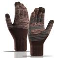 Y0046 1 pár pánských zimních pletených větruodolných teplých rukavic s dotykovou obrazovkou s elastickou manžetou