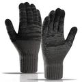Y0046 1 pár pánských zimních pletených větruodolných teplých rukavic s dotykovou obrazovkou s elastickou manžetou - tmavě šedá