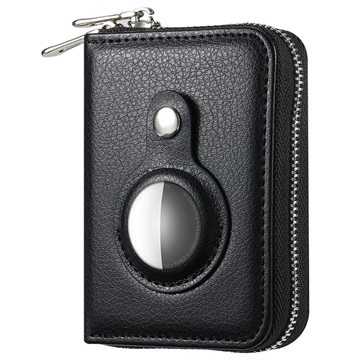 Zipper Wallet with Apple AirTag 1/2 Holder and RFID - Black
