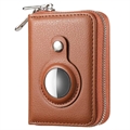 Zipper Wallet with Apple AirTag Holder and RFID - Brown