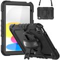 iPad 2022/2025 Heavy Duty 360 Case with Hand Strap - Black