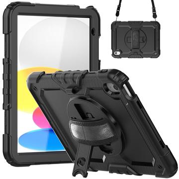 iPad 2022/2025 Heavy Duty 360 Case with Hand Strap - Black