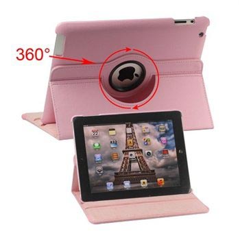 Rotační kožená pouzdro - iPad 2, iPad 3, iPad 4 - Pink