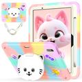 iPad Air 11 2024/2025 Cute Cat Hybrid Case with Kickstand - Rose Gold / Colorful