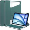 iPad Air 13 2024/2025 360 Rotating Smart Case with Bluetooth Keyboard - Blackish Green