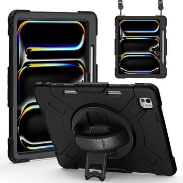 iPad Pro 13 2024/2025 Heavy Duty 360 Pouzdro s Poutkem na Ruku - Černé