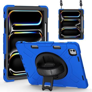 iPad Pro 13 2024/2025 Heavy Duty 360 Pouzdro s Poutkem na Ruku - Modrý