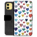 Prémiové peněženkové pouzdro iPhone 11 - Hearts