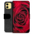 Prémiové peněženkové pouzdro iPhone 11 - Růže