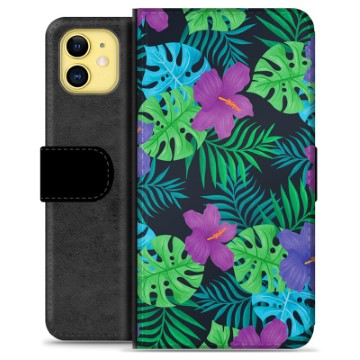 Prémiové peněženkové pouzdro iPhone 11 - Tropickýká květina