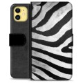 Prémiové peněženkové pouzdro iPhone 11 - Zebra
