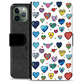 Prémiové peněženkové pouzdro iPhone 11 Pro - Hearts