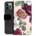 Prémiové peněženkové pouzdro iPhone 11 Pro - Romantické květiny