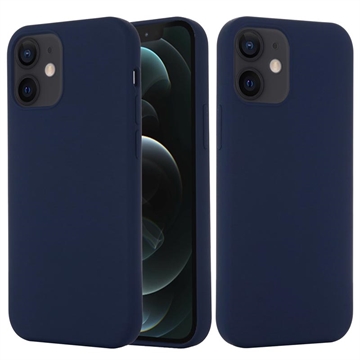 Tekuté silikonové pouzdro pro iPhone 12 Mini – kompatibilní s MagSafe – Tmavě modrá
