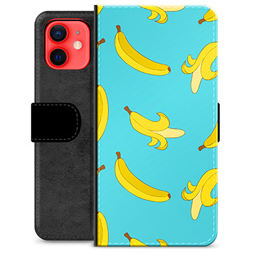 Prémiové peněženkové pouzdro iPhone 12 mini - Banány