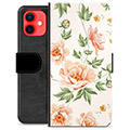 Prémiové peněženkové pouzdro iPhone 12 mini - Květinový