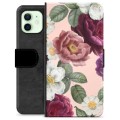 Prémiové peněženkové pouzdro iPhone 12 - Romantické květiny