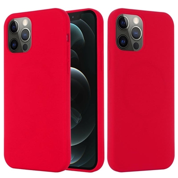 Tekuté silikonové pouzdro pro iPhone 12/12 Pro – kompatibilní s MagSafe – Červené
