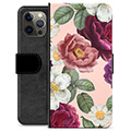 Prémiové peněženkové pouzdro iPhone 12 Pro Max - Romantické květiny
