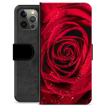Prémiové peněženkové pouzdro iPhone 12 Pro Max - Růže