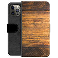 Prémiové peněženkové pouzdro iPhone 12 Pro Max - Dřevo