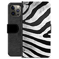 Prémiové peněženkové pouzdro iPhone 12 Pro Max - Zebra