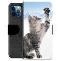 Prémiové peněženkové pouzdro iPhone 12 Pro - Kočka