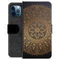 Prémiové peněženkové pouzdro iPhone 12 Pro - Mandala