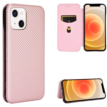 IPhone 13 Flip pouzdro - uhlíkové vlákno - růžové zlato