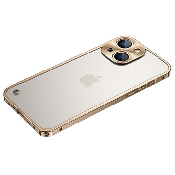 iPhone 13 Mini Metal nárazník s temperovaným sklem dozadu - zlato