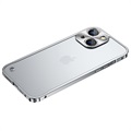 Mini kovový nárazník iPhone 13 s temperovaným sklem dozadu - stříbro